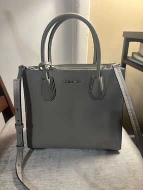 Brand New Michael Kors Slate Gray Leather Satchel